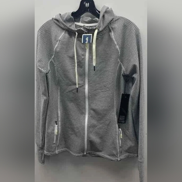 Kyodan Women's Stripe Hooded Zip Up Athletic Jacket Size L NWT MSRP $78 - Picture 1 of 7